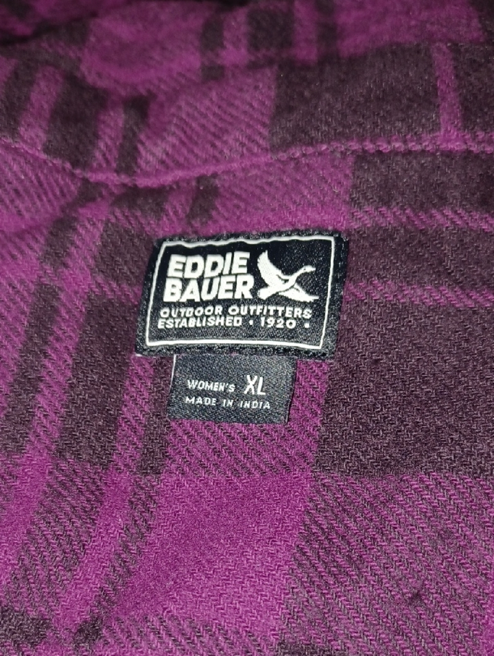 Eddie Bauer Purple and Black Plaid Pullover XL - Picture 6 of 6